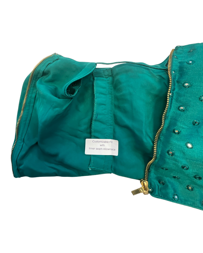 36" / UK 10 - Jade Green - Mirror Work Strap Saree Blouse with cups - UK Stock - Quick Delivery - RNK - R778 -KY