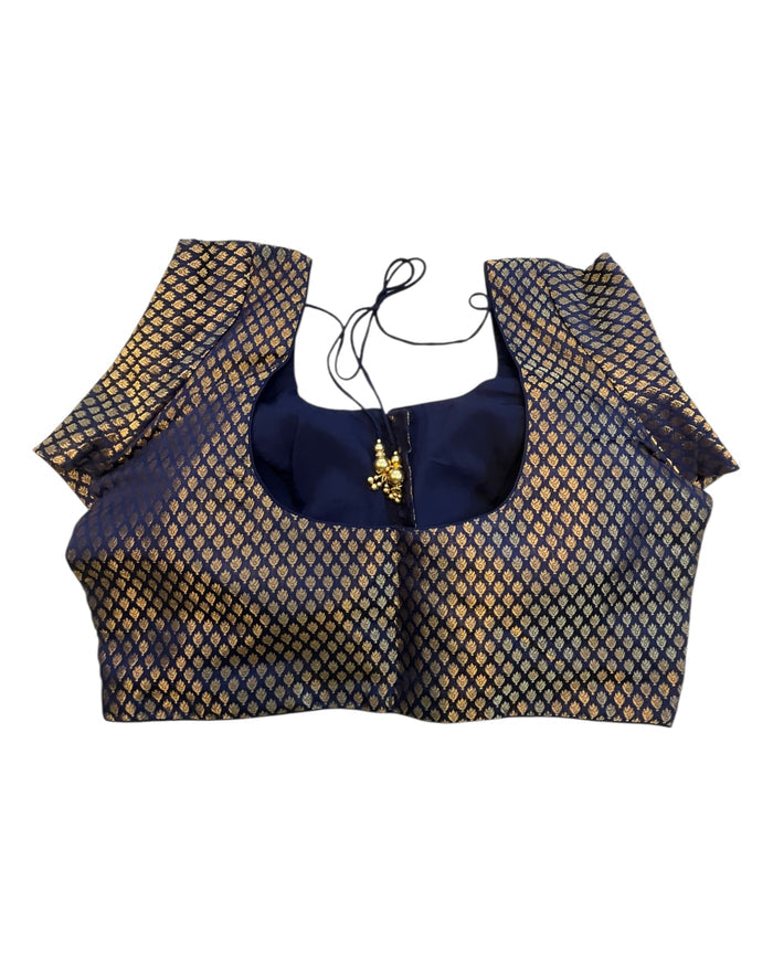 38" & 42" - Navy Blue - Banarasi Brocade Saree / Lehenga Blouse -UK Stock - Quick Dispatch - LT3 08Rp25