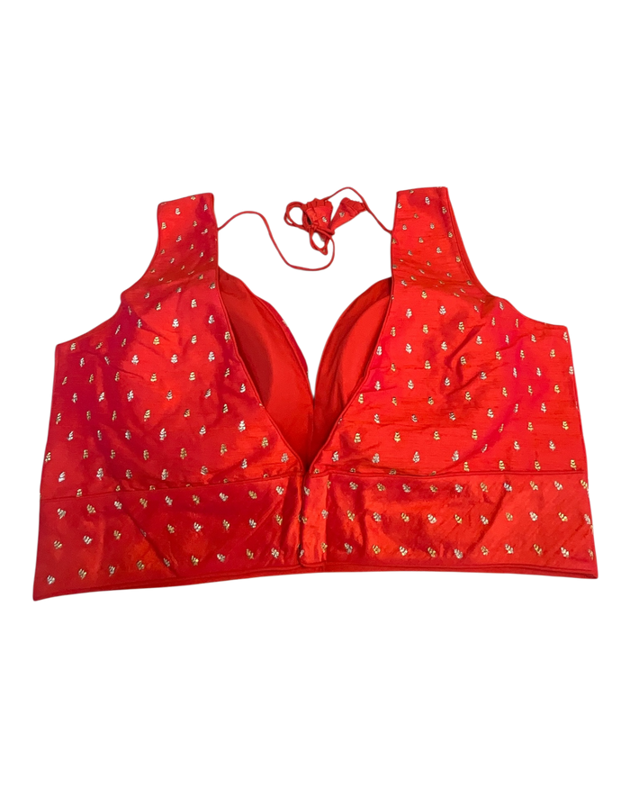 40" / UK 14 - Coral Pink - Silky Designer Saree blouse with cups, Sleeveless - UK Stock - Quick Delivery - RNK - R717 KV