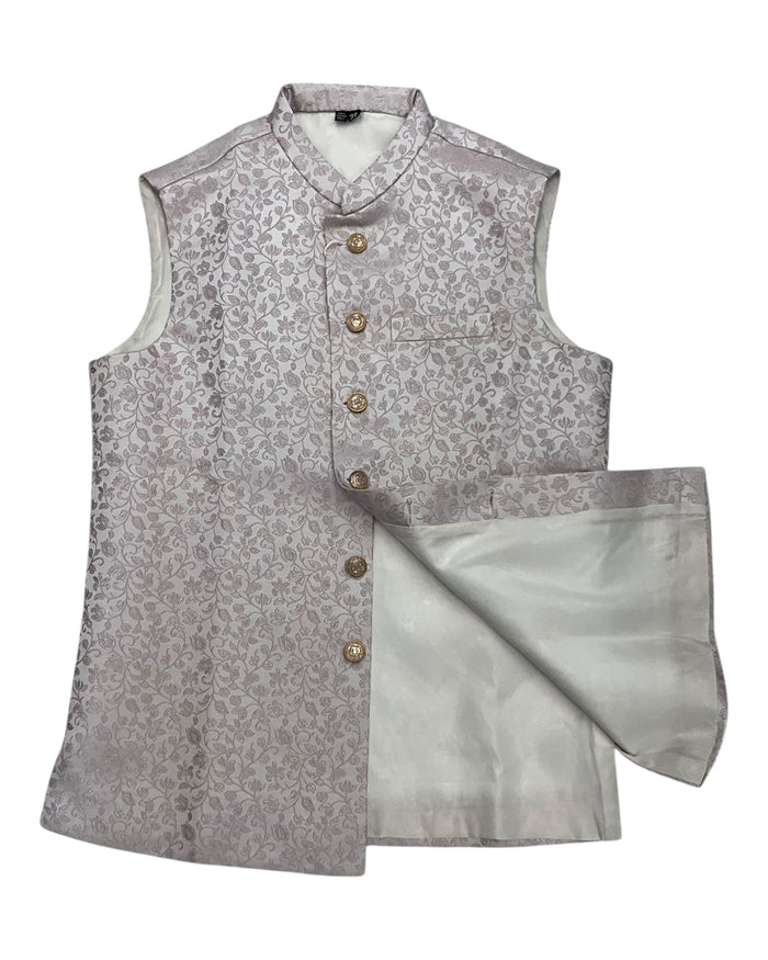 Baby Pink - Banarasi Self Brocade - Premium Mens Indian Waistcoat - VNS-JKT18 10KP25