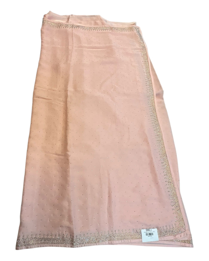 Baby Pink - Fancy Embroidered Saree with Blouse Piece - UK stock - 24hr Dispatch - SP250612 KC