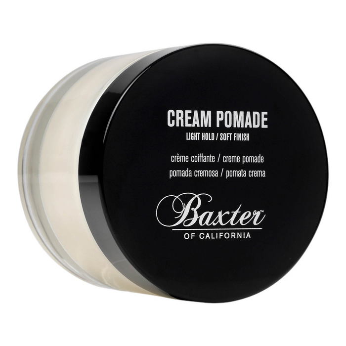 Baxter of California Cream Pomade lys cremefarget hårkrem med lett hold og soft finish i gjennomsiktig beholder