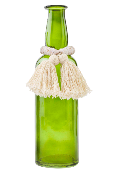 Beaded Green Glass Bottles