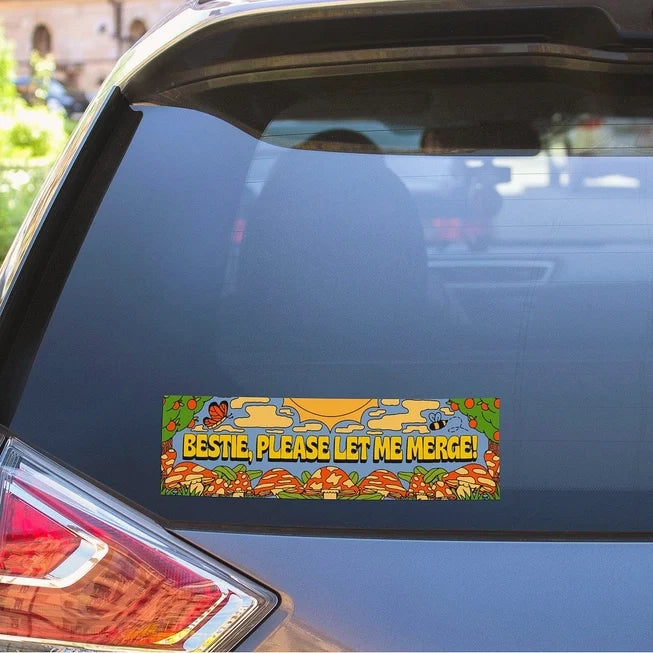 Big Moods 'Bestie Please Let Me Merge' Bumper Sticker