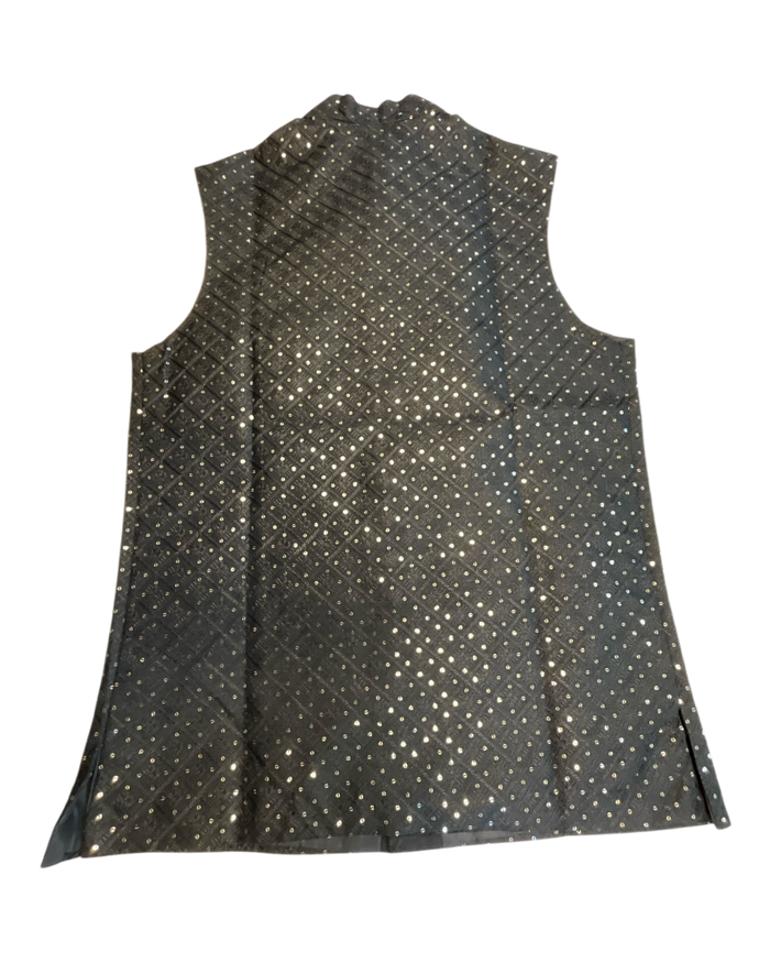 Black - Sequins All Over Embroidered - Mens Indian Waistcoat - UK Stock - 24 hr Dispatch - KCS4785 03KR26
