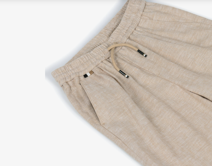 BOSS Boys Beige Linen Mix Drawstring Shorts