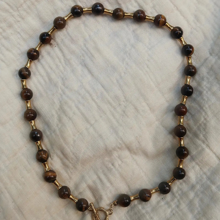 Brown Livi Beaded Necklace : Hypoallergenic and Water Resistant