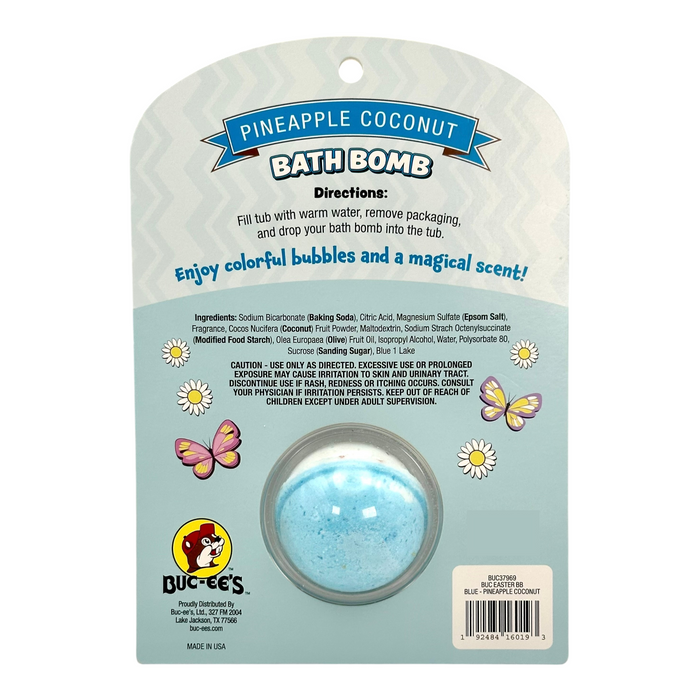 Buc-ee's bath bomb featuring vibrant 'Did Some Bunny Say Buc-ee's' text and pastel eggs