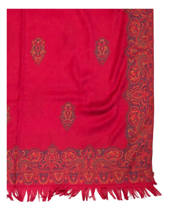 Coral - Soft Art Wool Handloom Woven Shawl - 11C24 NTC2413 COR1
