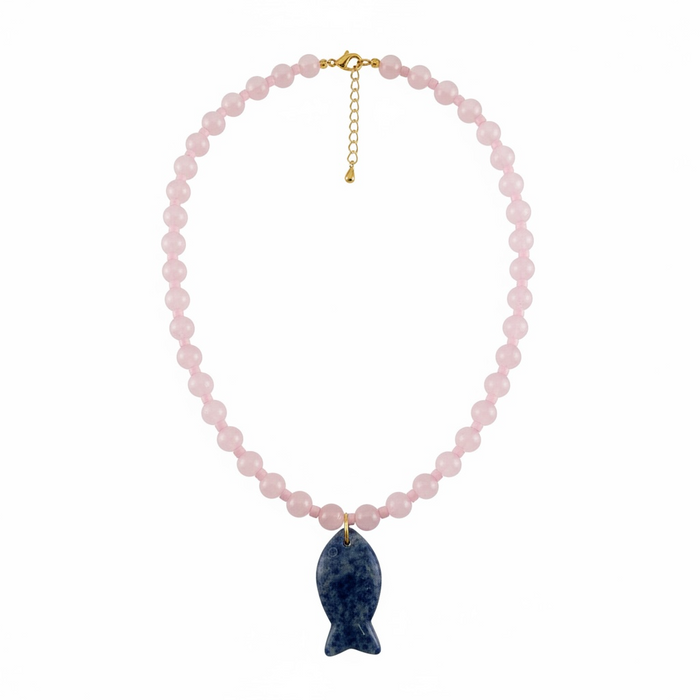 Cotton Candy Beaded Fish Necklace