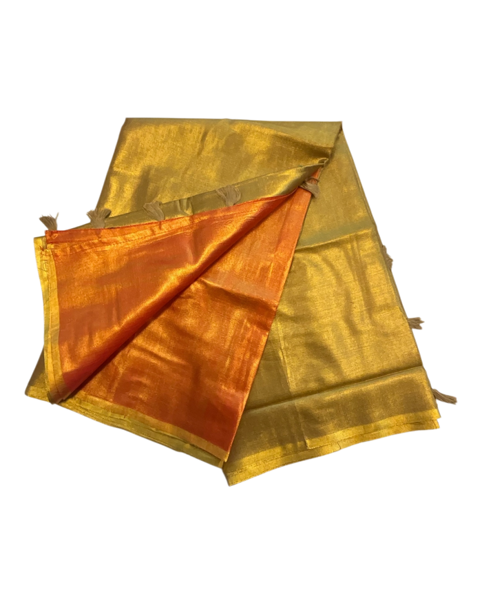 Dark Gold - Classic Plain Cotton Silky Fancy Saree with Blouse Piece - UK Stock - 2/3 days Delivery 12KV25 RP511