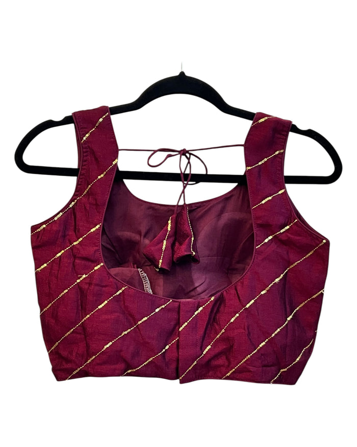 Dark Magenta - Dupion Silk Lehenga Set - Garba / Dandia , Mehndi / Sangeet / Weddings - Size UK 12 (38" Bust) Adjustable to Size 14 - UK Stock - 24h Dispatch - AF2506 09TY25