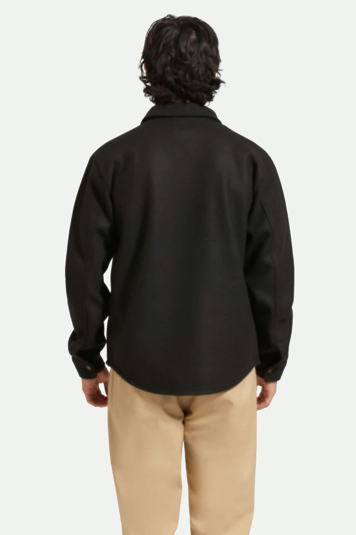 Men's Durham Felted Stretch Jacket in the color Black - Men's Back View