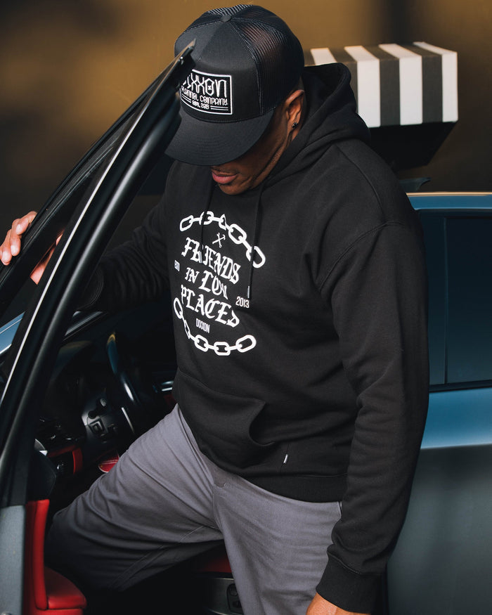 Men's Friends in Low Places Hoodie - Black/White | Dixxon Flannel Co.