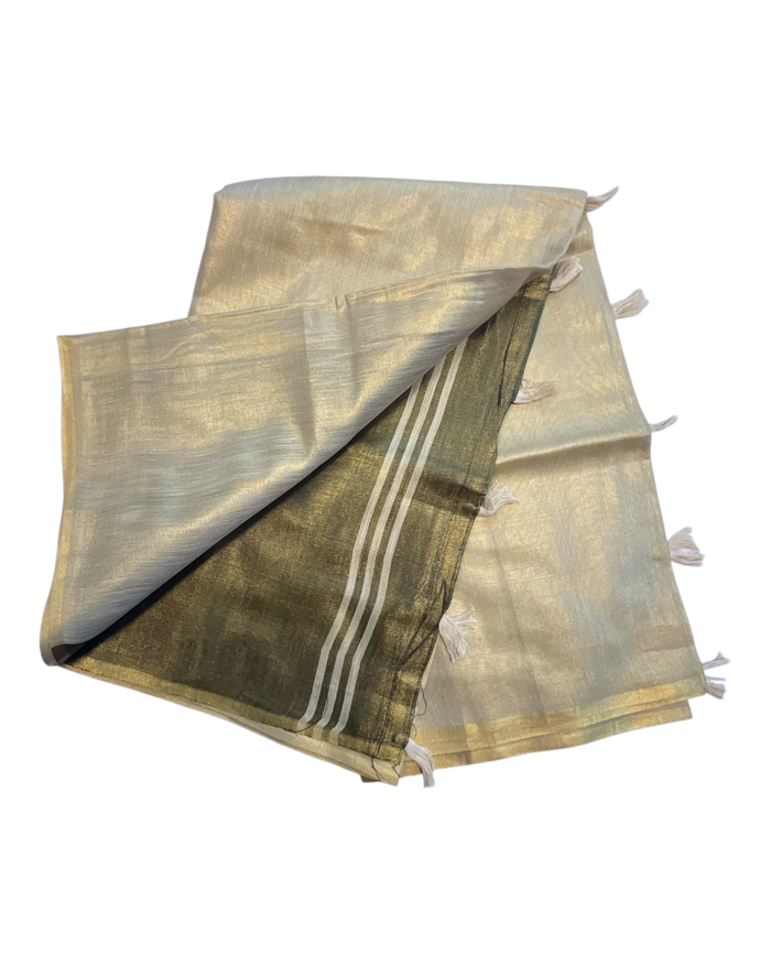 Gold - Classic Plain Cotton Silky Fancy Saree with Blouse Piece - UK Stock - 2/3 days Delivery 12KV25 RP515