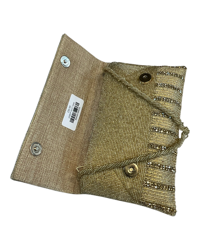 Gold - Rich Hand Embroidered Clutch Bag / Handbag -Bollywood / Weddings - JS32 04KP26