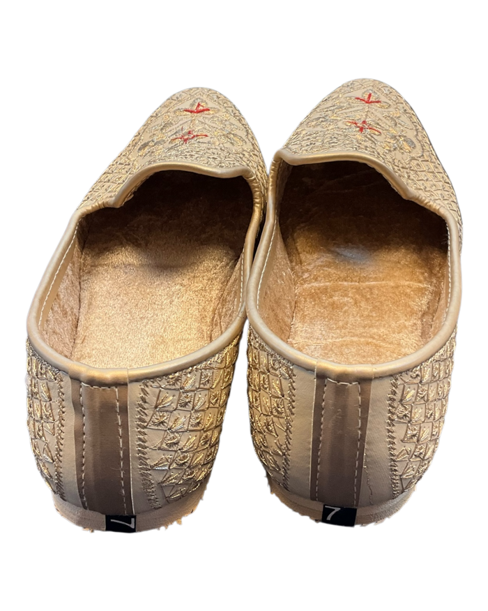 Gold Embroidered - Loafer Style Mojri - Indian Mens shoes - Mojari , Khossay - Sherwani / Kurta - PAL2603 C