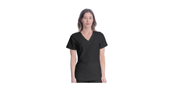 Greentown 4-way stretch Flaunt Top Black V-Neck Medium