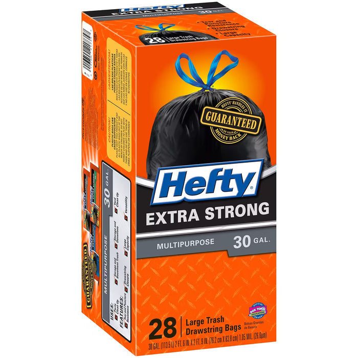 Hefty Cinch Sak Large Trash Bags 30 Gallon – 28 Count – 6 Pack