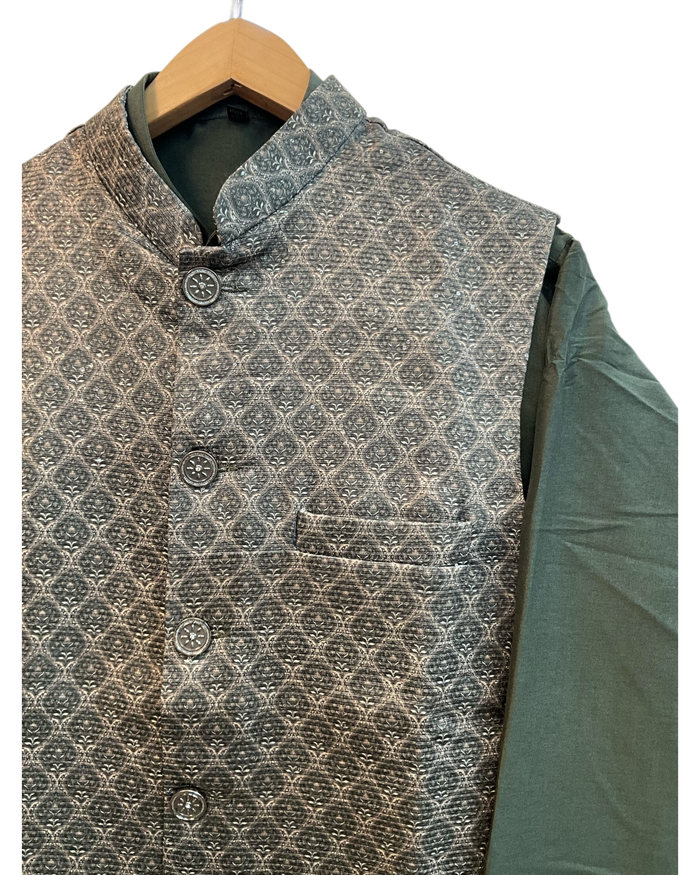 Henna / Mehndi Green - Mens Indian Waistcoat & Kurta Set - UK Stock - 24 hr Dispatch - KCS4010 03VJ26