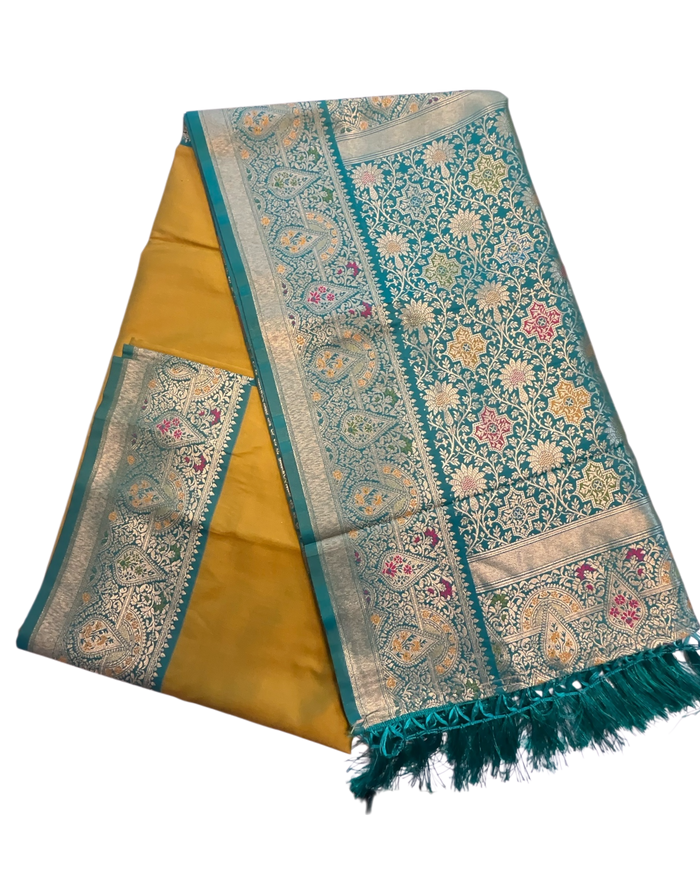 Henna Yellow - Silky Handloom Banarasi Saree with Blouse Piece - 12KH25 RP387