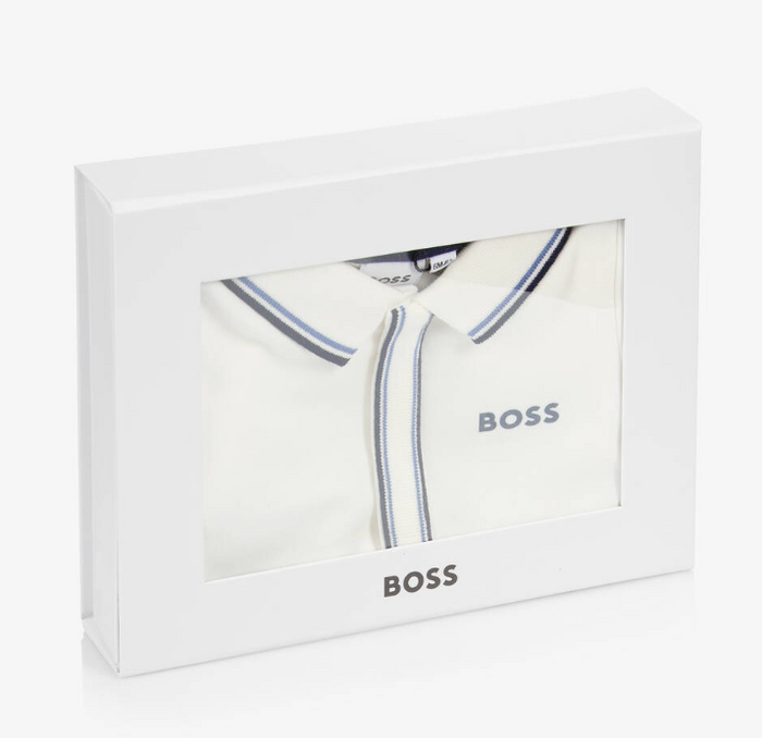 HUGO BOSS Baby Boys Navy Blue Cotton Romper