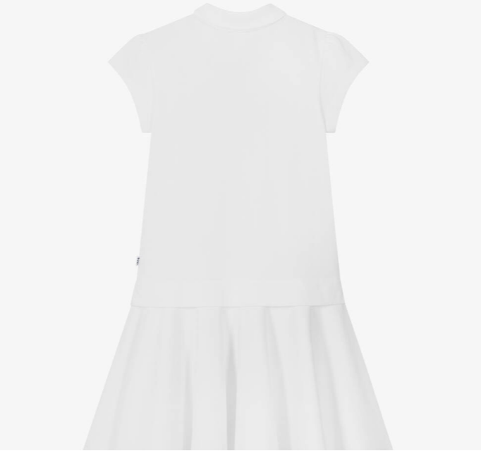 HUGO BOSS Girls White Cotton Piqué Polo Dress