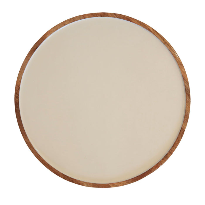 Indy Home Wood & Enamel Round Tray