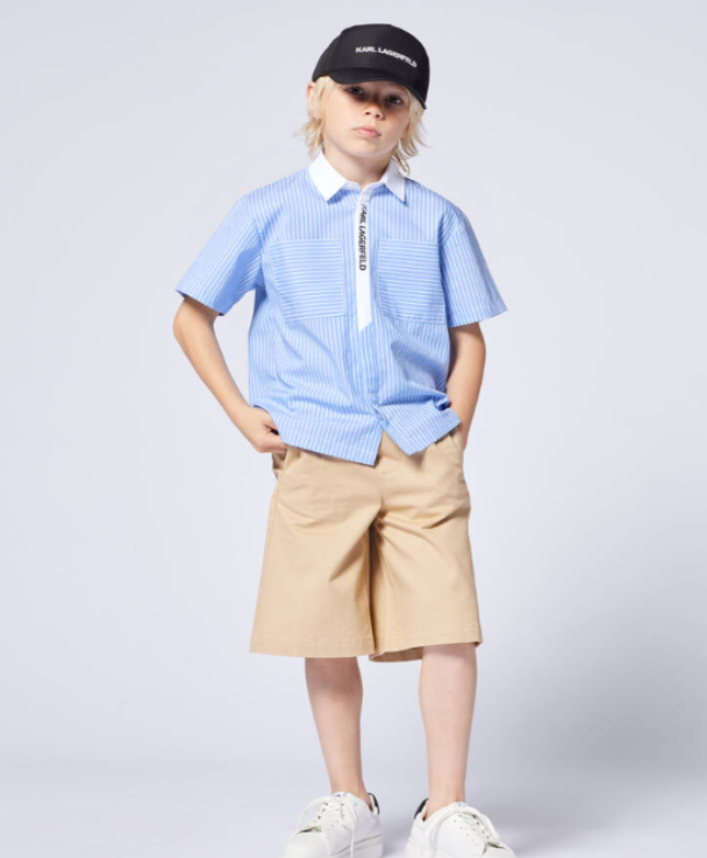 KARL LAGERFELD Boys Blue Cotton Striped Shirt