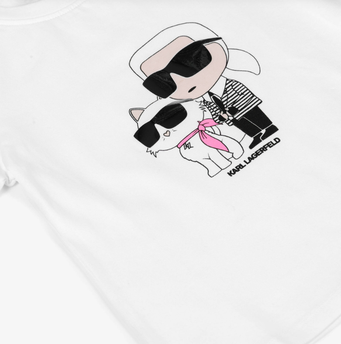 KARL LAGERFELD Girls White Jersey T-Shirt with New Ikons Logo