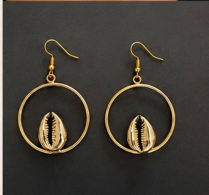 Kenyan Africa gold Cowrie Earrings – Brass