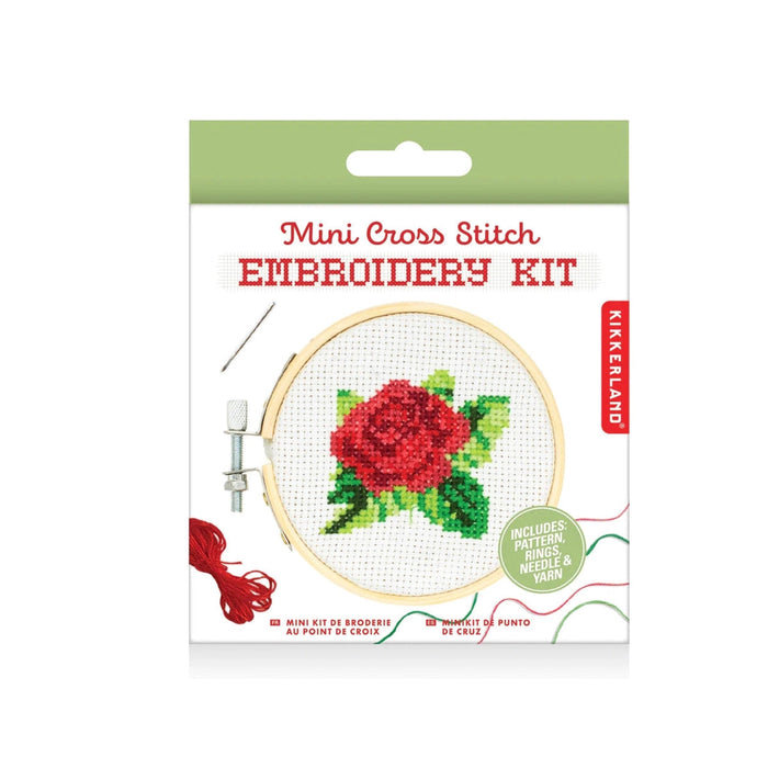 KIKKERLAND Mini Cross Stitch Embroidery - Red Rose