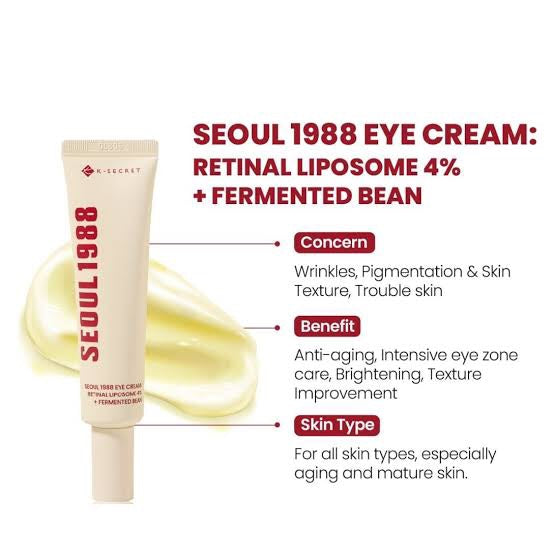 K.SECRET SEOUL 1988 Eye Cream : Retinal Liposome 4% + Fermented Bean 30ml
