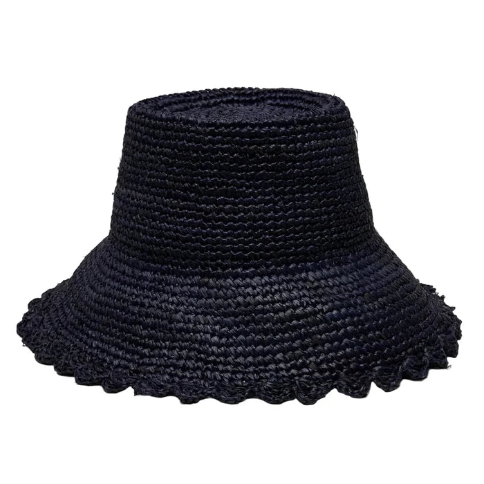 Lacy Crochet Raffia Bucket Hat