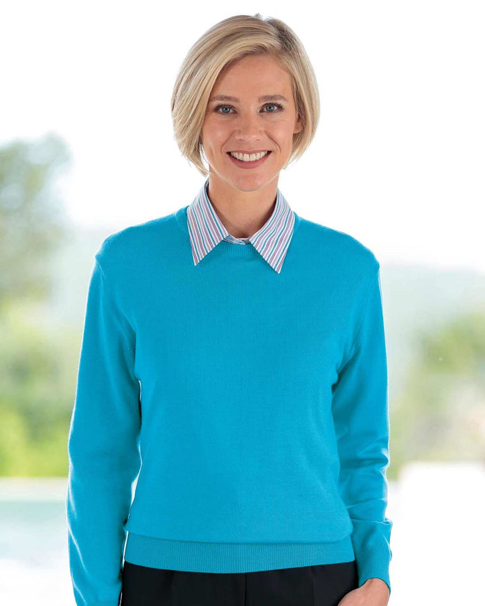 Merino Wool Crew Neck Jumper - Turquoise - Country Collection