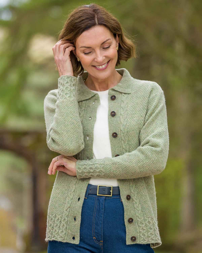 Shetland Cable Cardigan - Willow - Country Collection