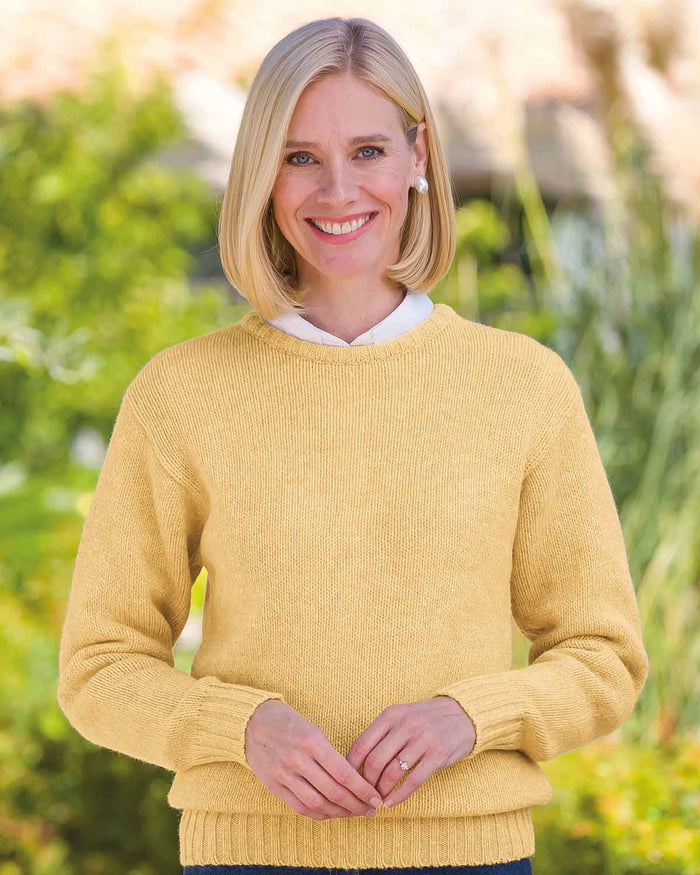 Shetland Wool Crew Neck Jumper - Buttermilk - Country Collection