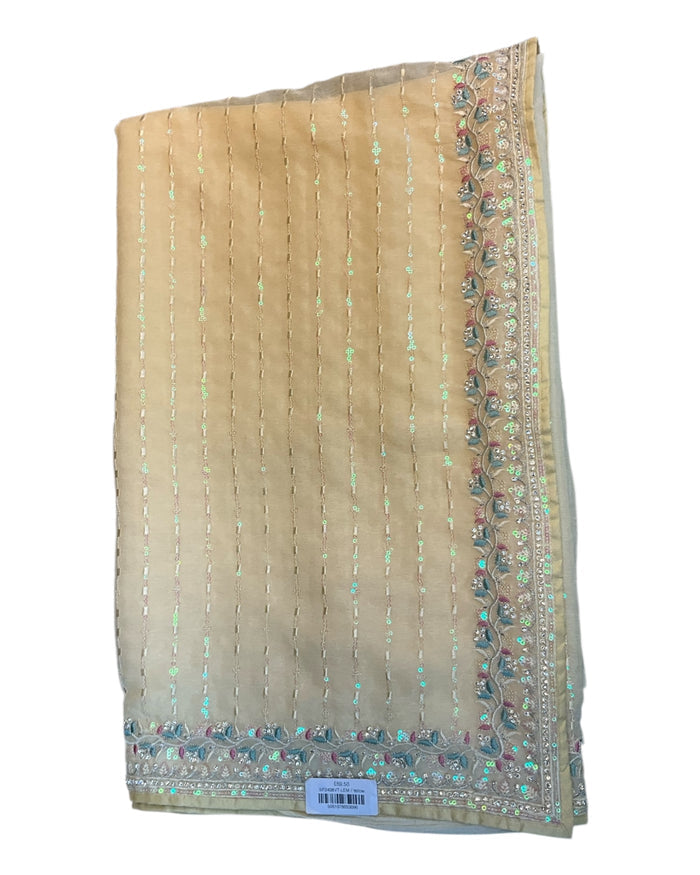 Lemon Yellow - Chiffon -Fancy Party Saree with Blouse Piece - SP2408 11VT24