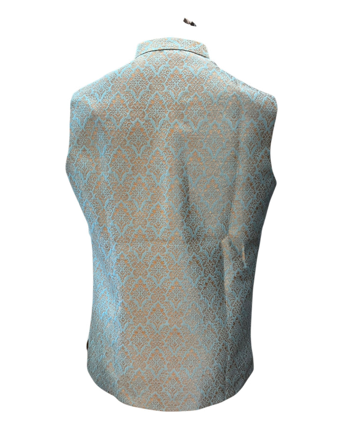 Light Blue / Turquoise - Brocade - Mens Indian Waistcoat - UK Stock - VNS-JKT53 10KK25