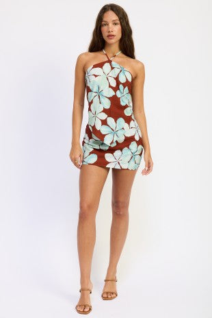 Luna Floral Satin Halter Top