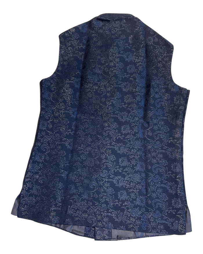 Navy Blue - Self Brocade - Premium Banarasi Handloom Mens Indian Waistcoat - UK Stock - 24 hr Dispatch - VNS2601 03KP26