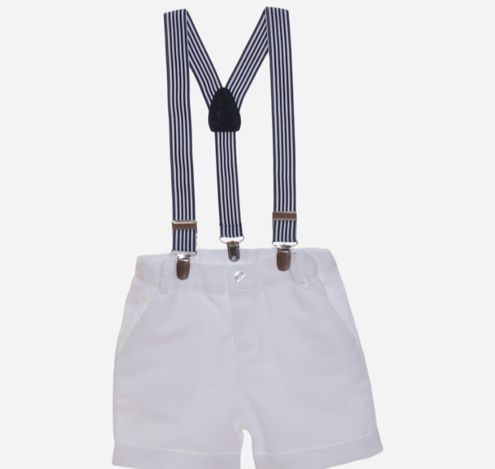 PATACHOU Boys white shorts with suspenders
