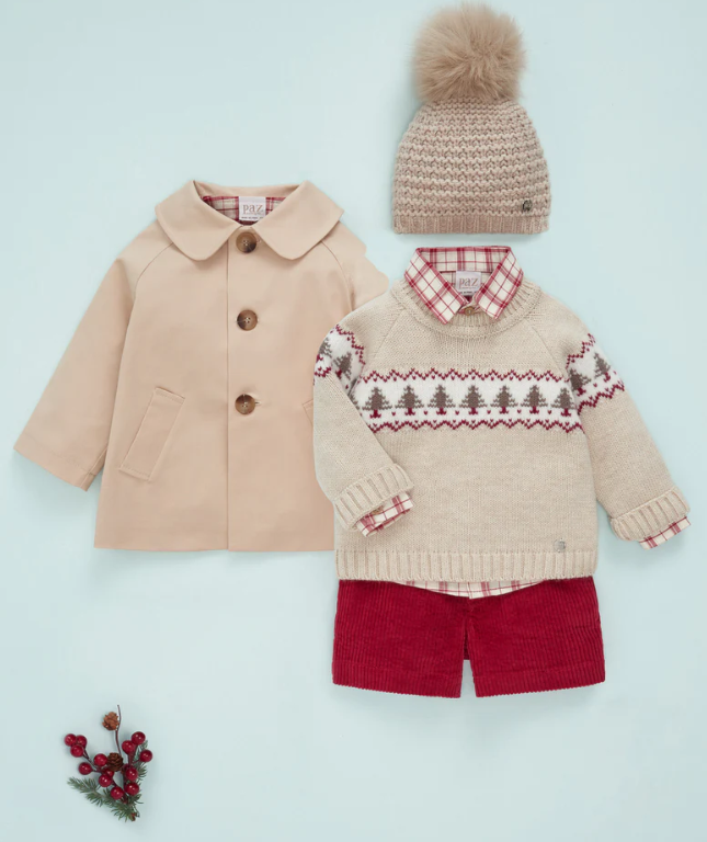 PAZ RODRIGUEZ Boys Beige Knitted Tree Sweater
