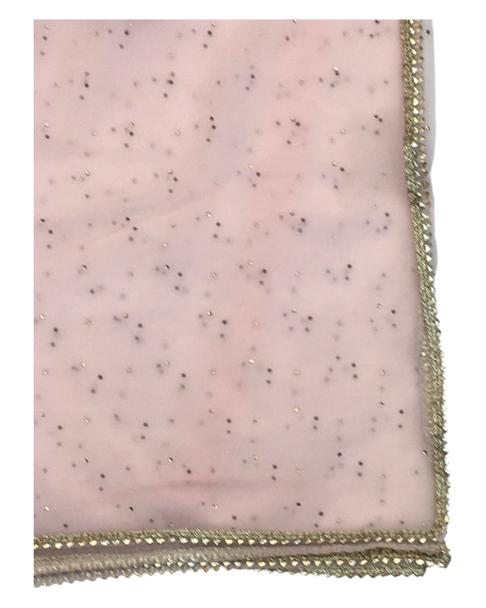 Peach - Ladies Net Dupatta with Gold Lace Border & Diamante - Mix N Match - VC2501 T0125