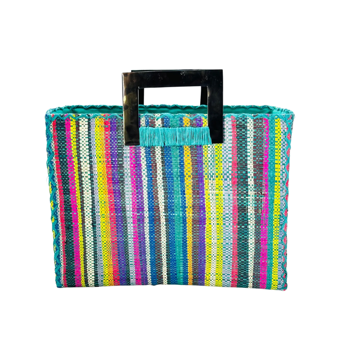 Raffia Handbag w/ Horn Handles