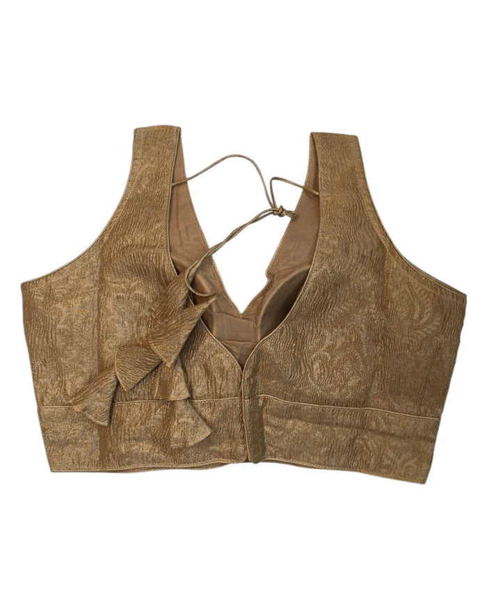 Rose Gold - Crushed Tissue Saree / Lehenga Blouse - With Cups - Margin to loosen - UK Stock - AF2341 C 1224