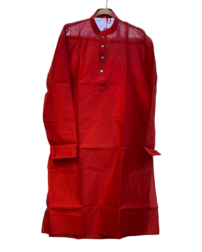 SALE! Size 42" - Red - Mens Plain Silky Kurta Top only, Knee Length - SALE2602