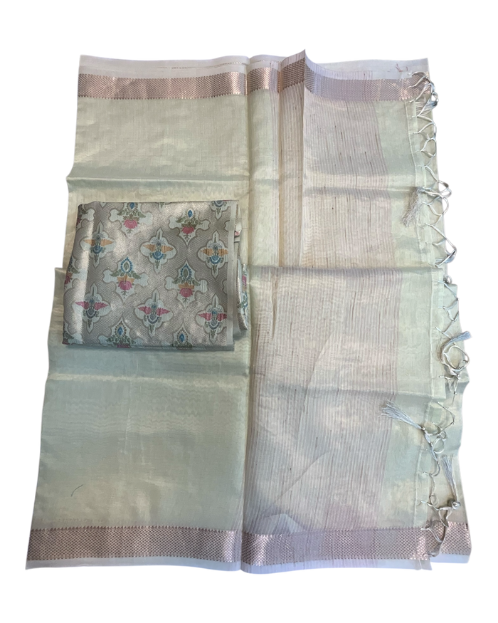 Sea Green - Fancy Cotton Silky Saree with Brocade Blouse Piece - UK Stock - 2/3 days Delivery 12KP25 RT411001
