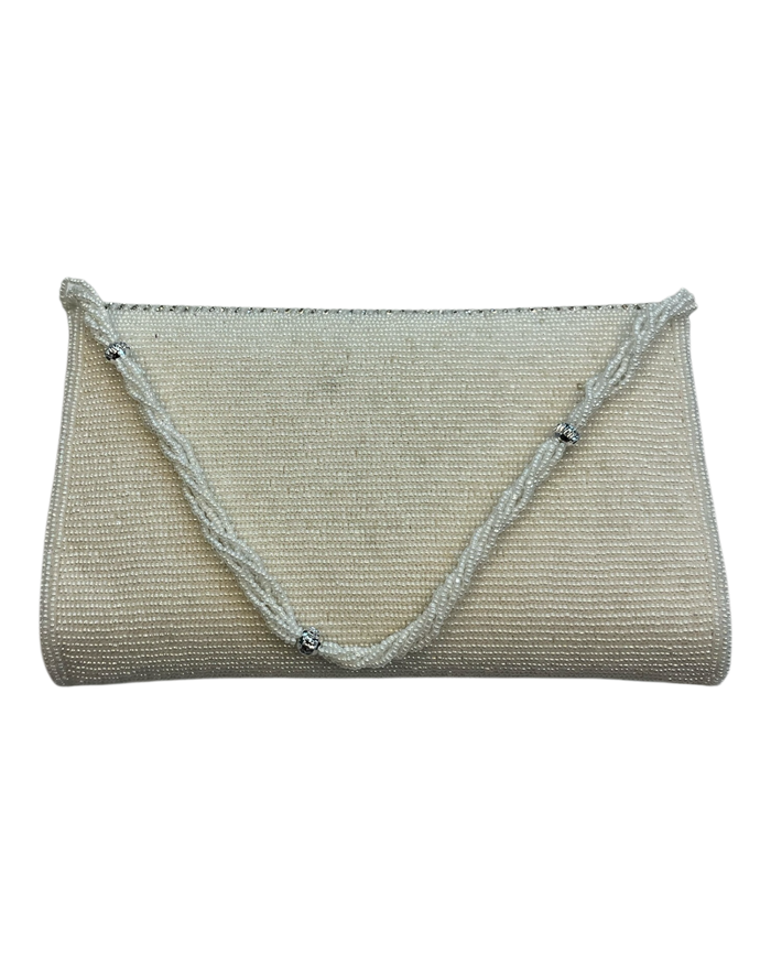 Silver / White - Rich Hand Embroidered Clutch Bag / Handbag -Bollywood / Weddings - AKB278 11KJ25