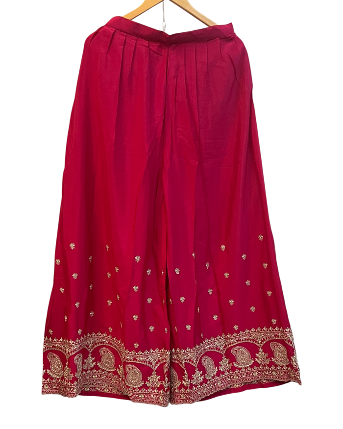 UK 12 / 38" - Fuchsia Pink - Ladies Sharara / Palazzo Trousers Suit - UK Stock - Sangeet / Henna / Weddings - OC83008 JV